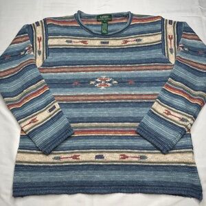 RARE VTG Lauren Ralph Lauren Native Southwestern Indian Arrow Sweater Women M